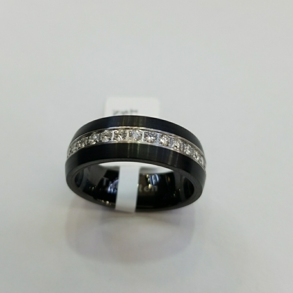 Two tone diamond Tungsten ring